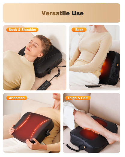 Shiatsu Neck Massager with Heat, 3D Kneading Back Massage Pillow for Pain Relief, Massagers for Neck and Back, Shoulder, Leg, Gifts for Men Women Mom Dad, Stress Relax at Home Office and Car