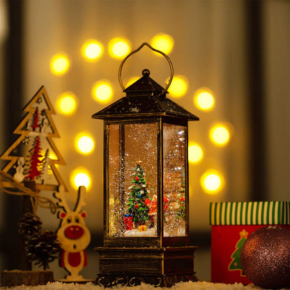 Christmas Snow Globe Lantern Crystal Glitter Lantern Features 8 Songs and 6-Hour Timer Function Ideal for Holiday Decorations and Gifts USB and Battery-Powered Snow Globe (Christmas Tree)