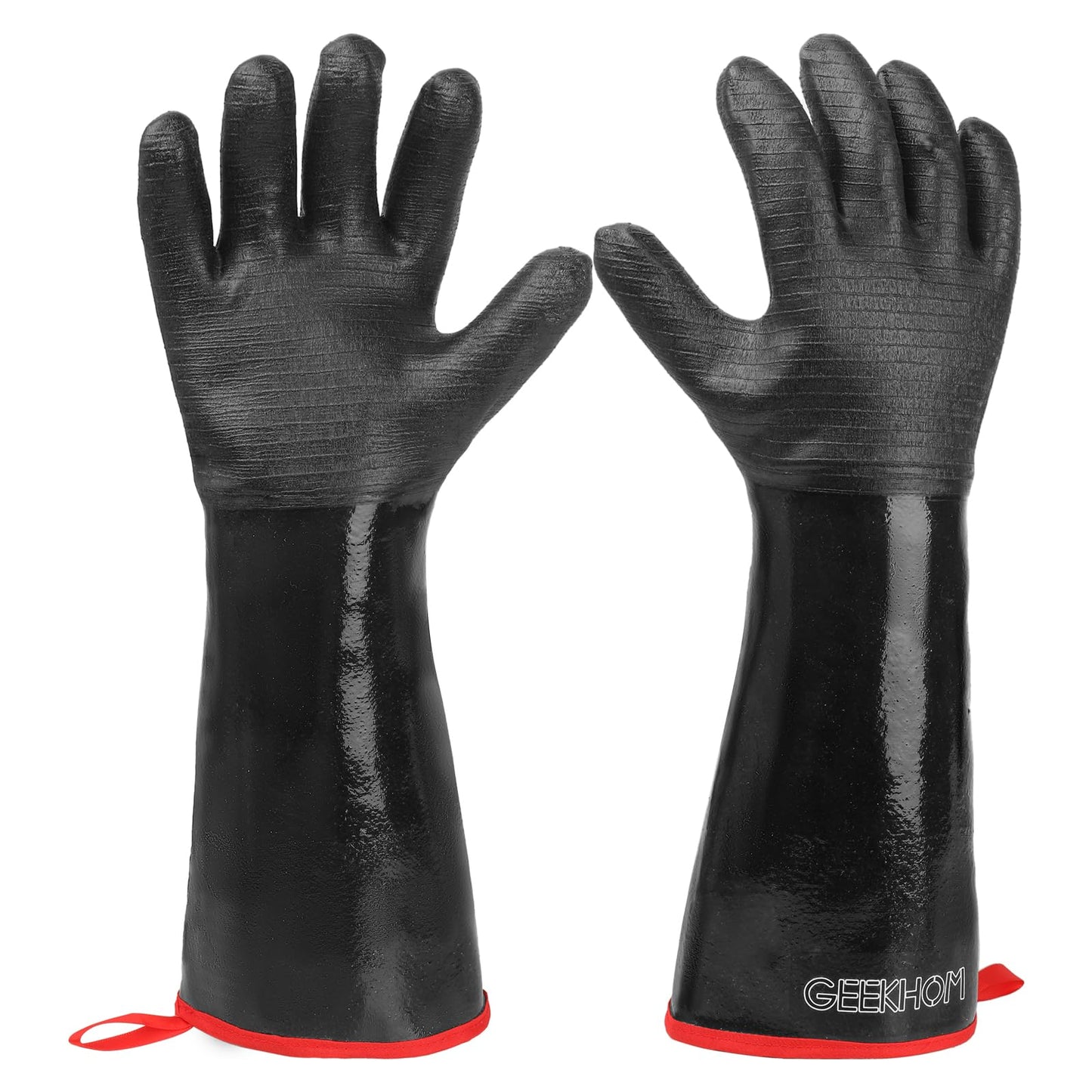 GEEKHOM 18-Inch Heat Resistant Gloves 932°F for BBQ Grilling, Waterproof Long Sleeve Anti-Slip Cooking Gloves – Textured Grip Protection