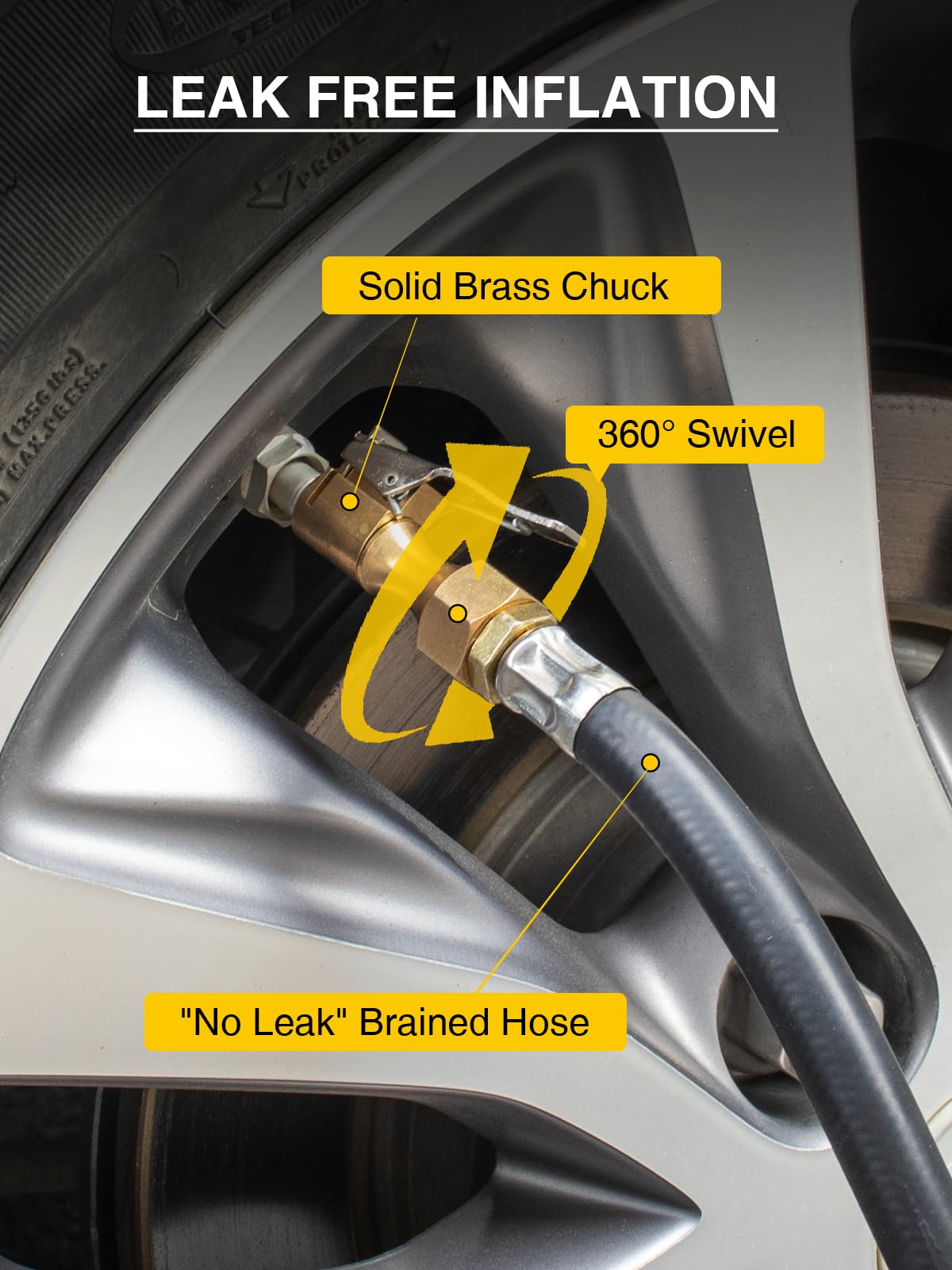 AZUNO Digital Tire Inflator with Pressure Gauge, 200 PSI, Heavy Duty Air Compressor Accessories, Comes with a Portable Carrying Box