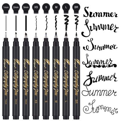 GETHPEN 8-Size Calligraphy Set – Calligraphy markers Black Archival Ink Pens for Hand Lettering, Art Drawing & Scrapbooking