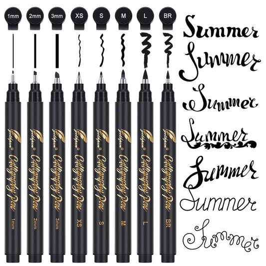 GETHPEN 8-Size Calligraphy Set – Calligraphy markers Black Archival Ink Pens for Hand Lettering, Art Drawing & Scrapbooking