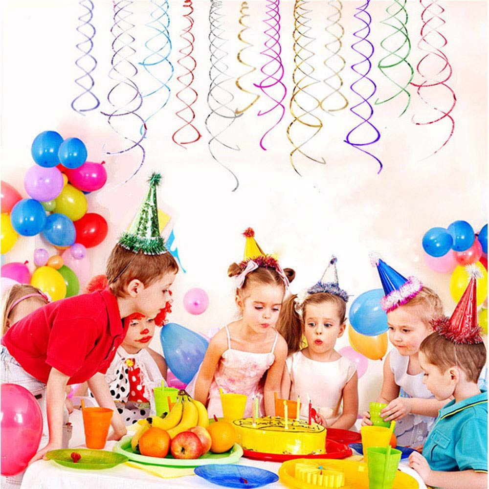 Hanging Spiral Swirl Decorations, Ceiling Decoration for Birthday, Graduation, Holiday Celebration Supplies Supper Longer 74cm/Pcs with Hook &Hem Decorative Hole -12 Pcs (Purple1)