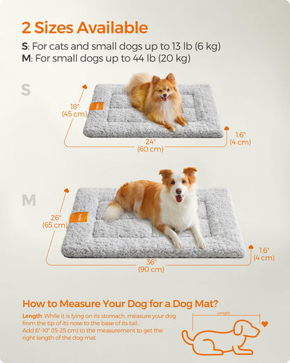 Feandrea Warm Dog Cat Bed, Dog Mattress for Crate, Pet Blanket for Dogs and Cats, 90 x 65 cm, L, Machine Washable Dryer Friendly, Non Slip, Dove Grey PPB002G01