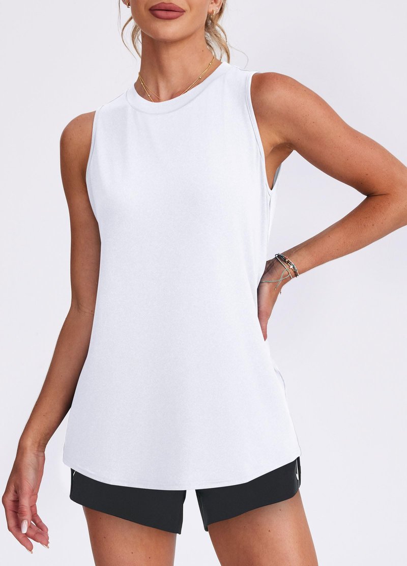 XIEERDUO Womens Summer Tops Sleeveless Workout Tops for Women Beach Vacation Essentials White L