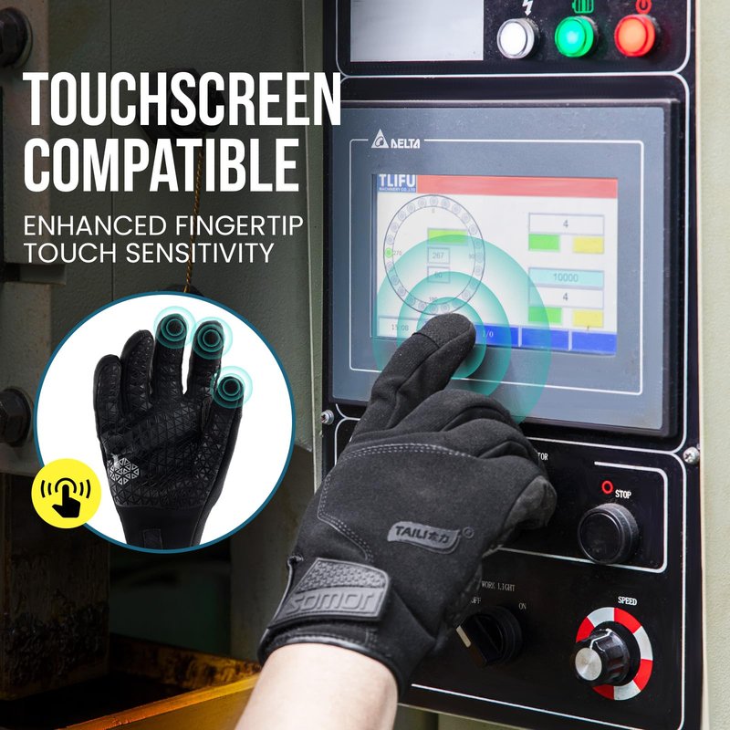 TAILI Level 3 Needle, Level 5 Puncture Resistant Work Gloves for Gardening, Touchscreen, Breathable, Grip Enhanced A7 Cut Resistant Safety Gloves, Black, Medium (M), 1 Pair