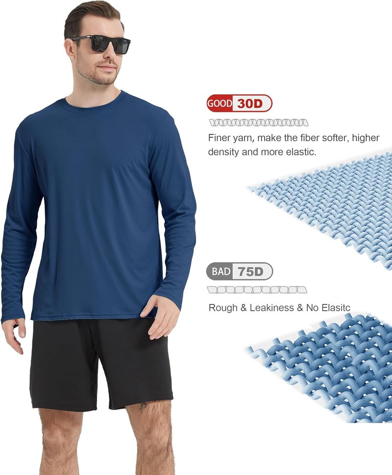 Men's UPF 50+ Rash Guard Swim Shirts - 4 Pack Long Sleeve UV Protection | Ideal for Fishing & Outdoor Activities