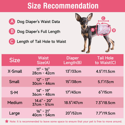 Pet Soft Dog Nappies Female, 20 Count Disposable Dog Pants Female Small, Super Absorbent Disposable Dog Diapers for Girl Dogs in Season/Heat/Incontinence with Adjustable Tail Hole (S 20Count)