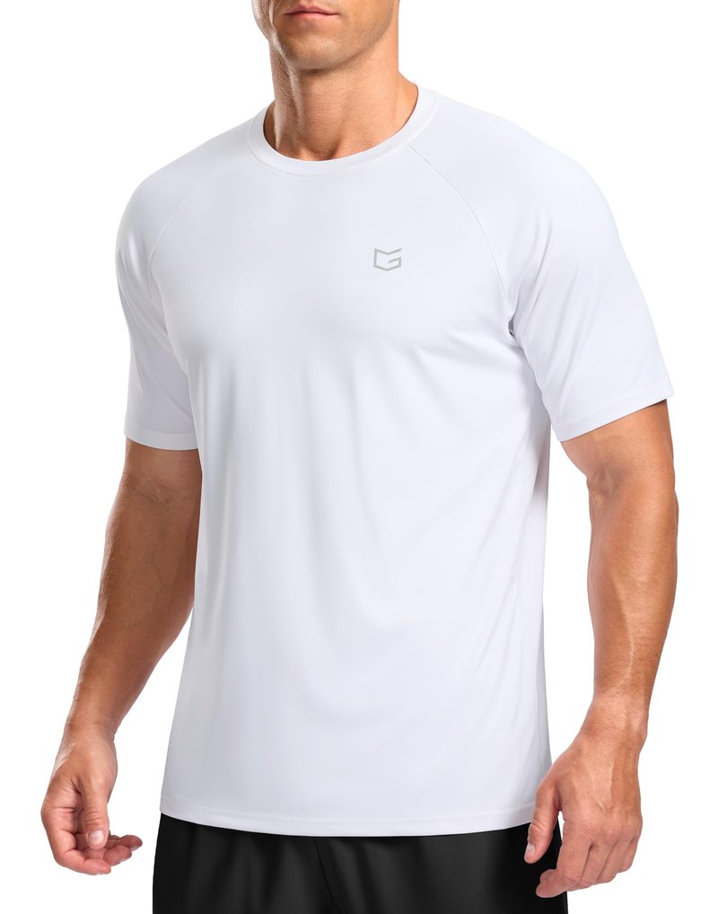 G Gradual Men's Athletic Workout T-Shirts Moisture Wicking Cooling Running Shirts Short Sleeve Performance Tee for Gym Tennis(White,XL)