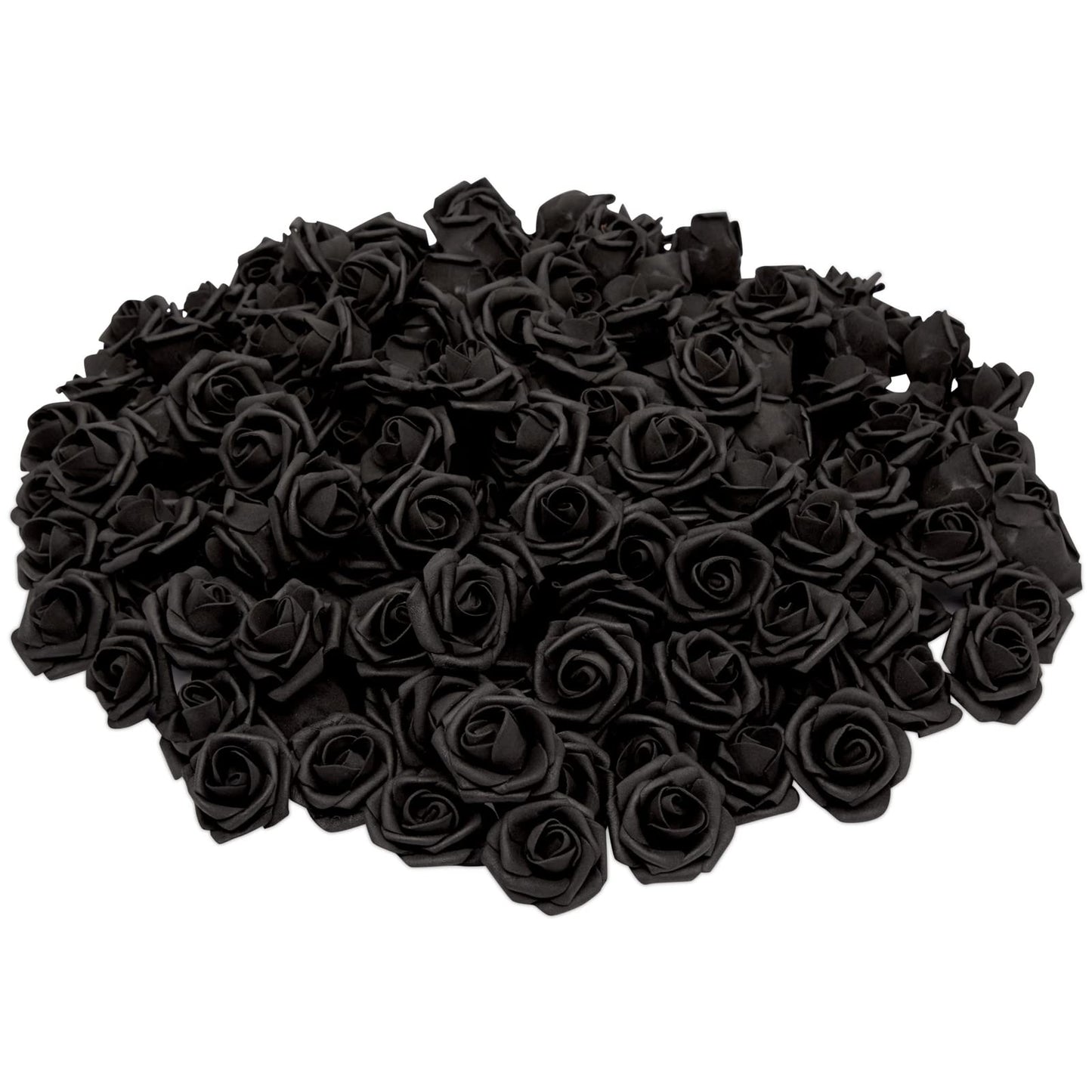 Bright Creations 100-Pack Black Artificial Flowers, Fake Foam Flowers for Halloween Decorations, DIY Crafts, Bouquets, and Black-Themed Parties (3 Inches)