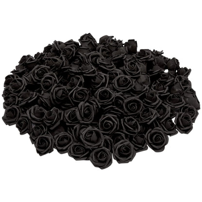 Bright Creations 100-Pack Black Artificial Flowers, Fake Foam Flowers for Halloween Decorations, DIY Crafts, Bouquets, and Black-Themed Parties (3 Inches)