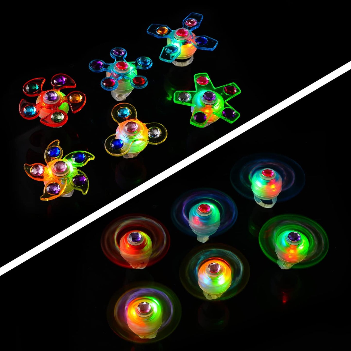 Mikulala 24 PCS LED Light Up Fidget Spinners Rings Halloween Party Favors for Kids 4-8 8-12 Goodie Treat Bag Stuffers Pinata,Birthday Gifts Goodie Bag Stuffers,Glow in The Dark Party Supplies