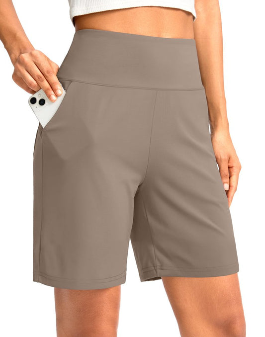 G Gradual Women's Bermuda Long Shorts with Pockets 7" High Waisted Knee Length Shorts for Women Walking Athletic Workout(Dark Grey-L7,3XL)