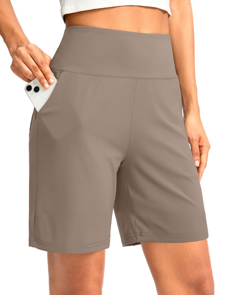 G Gradual Women's Bermuda Long Shorts with Pockets 7" High Waisted Knee Length Shorts for Women Walking Athletic Workout(Dark Grey-L7,XL)