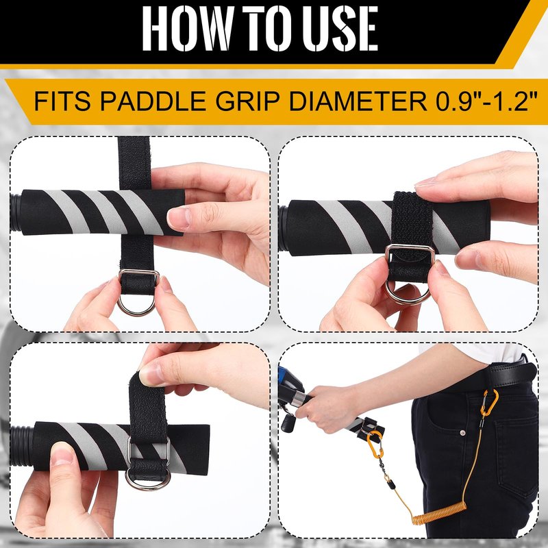 Gejoy 8 Pcs Kayak Paddle Leash Heavy Duty Retractable Coiled Lanyard Pole Tether Straps for Kayaking Boating Canoeing Fishing Pole Rod Board Fishing Accessories