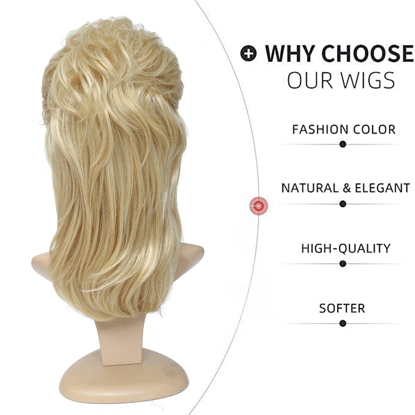 Adequate Mullet Wigs for Women,Joe Dirt,Emo Wig,80s 90s Costumes Fancy Party Accessory Cosplay Wig,Halloween Man x (Light Blonde)