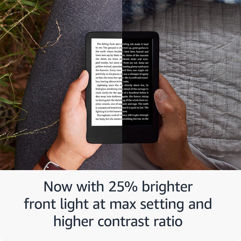 New Amazon Kindle (16 GB) – Lightest and most compact Kindle with glare-free display, faster page turns, adjustable front light and long battery life – Without Ads – Black