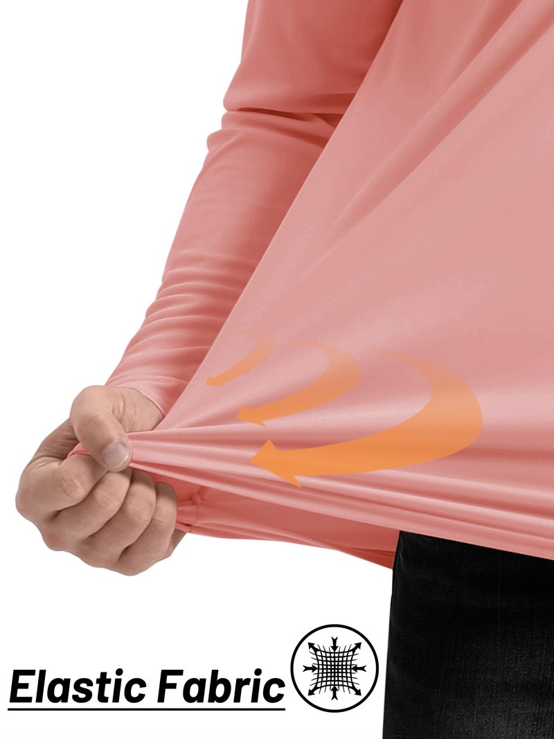 TACVASEN Mens UV Sun Protection Shirts Running Gym Athletic Long Sleeve Shirts for Swim Rash Guard Workout Dry Fit T-Shirts Grey Pink S