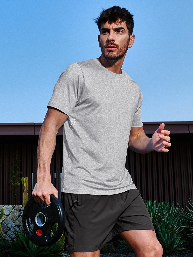 NORTHYARD Men's Athletic Running Shirts Short Sleeve Workout T-Shirts Quick Dry Lightweight Active Tee Gym Sports Performance LIGHTHEATHER XL