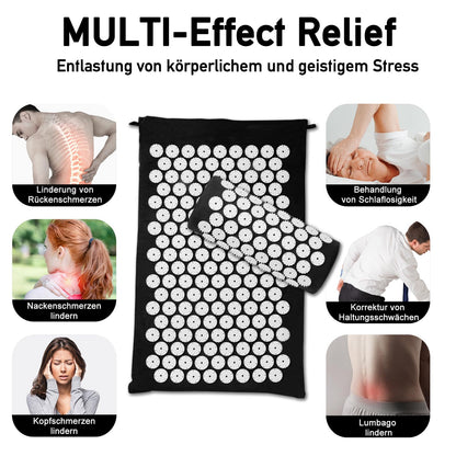 Acupressure Mat Set, Acupuncture Point Massage Pillow, Relieving Neck and Back Pain, Muscle Relaxation and Stress Reduction, Sciatica Relief, Suitable for Men and Women, Carry a Handbag, Black White