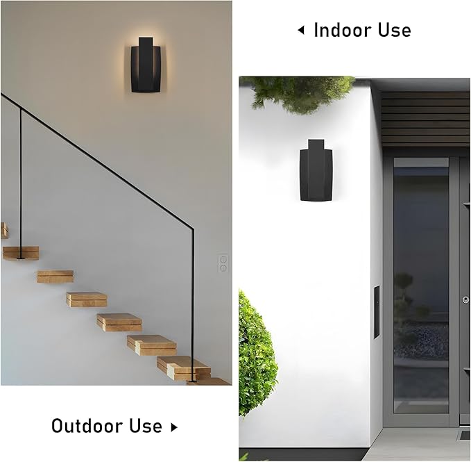 LamQee Modern Outdoor Wall Lights for House LED Integrated, Aluminum Outdoor Porch Light Fixture Wall Mount, 3000K 10W Exterior Wall Sconce Lighting Patio Front Door Garage Indoor, Matte Black