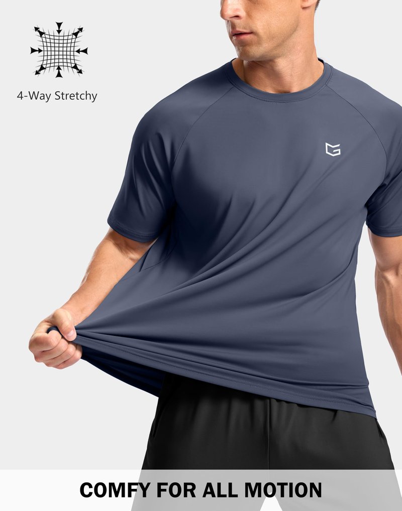 G Gradual Men's Athletic Workout T-Shirts Moisture Wicking Cooling Running Shirts Short Sleeve Performance Tee for Gym Tennis(Dusty Blue,XXL)