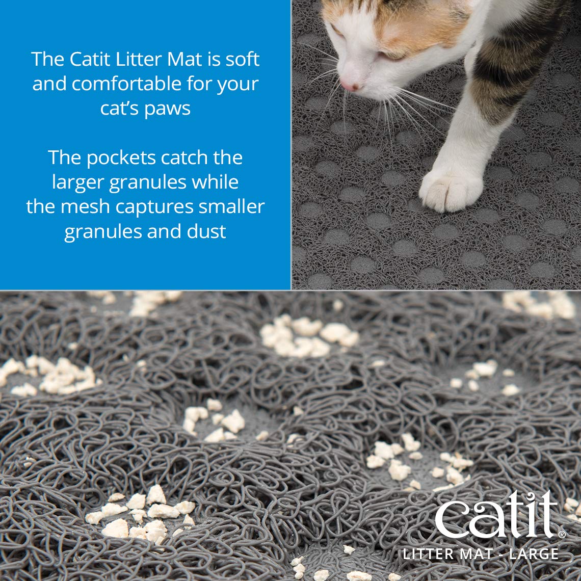 Catit Large Cat Litter Mat – Gentle on Paws, Traps Loose Litter, Non-Slip, Easy Maintenance Design