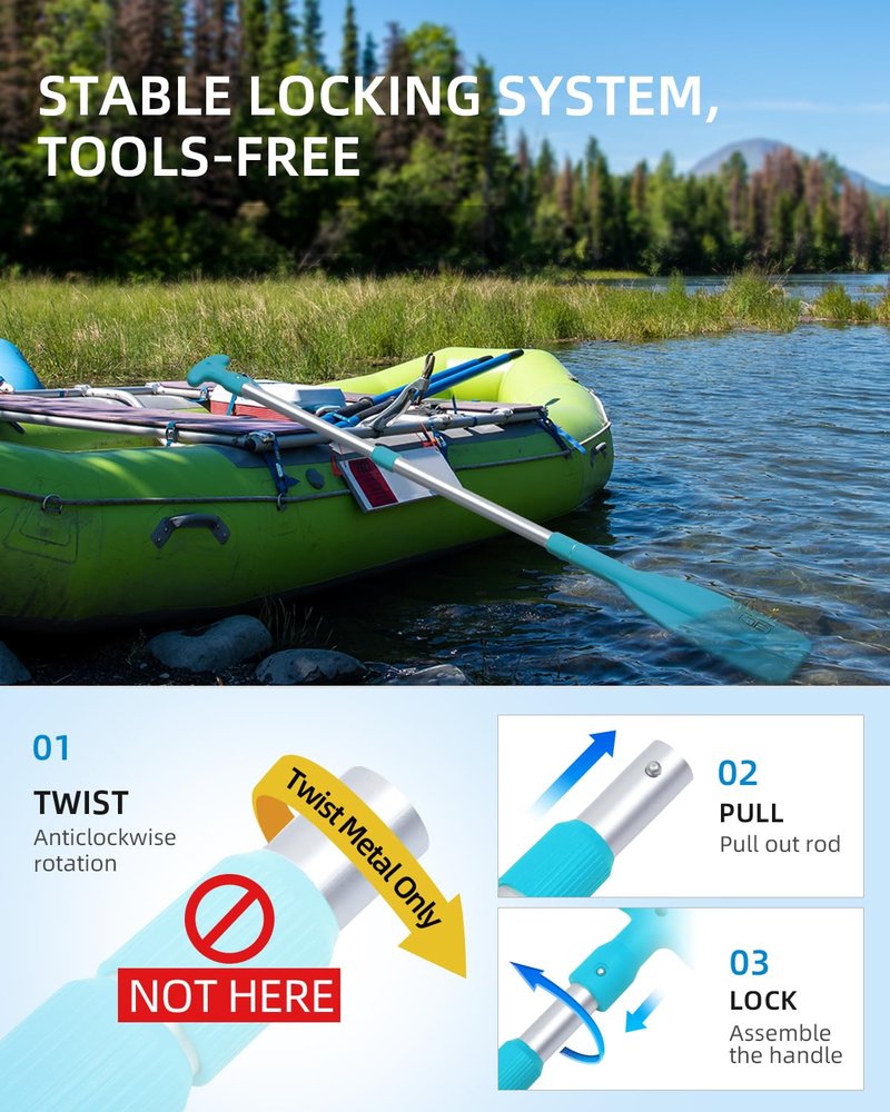 OCEANBROAD Telescoping Emergency Paddle 26''-54'' Collapsible Paddles Aluminium Shaft for Kayaking Boating Canoeing River Tubing, Blue, 2 Paddles
