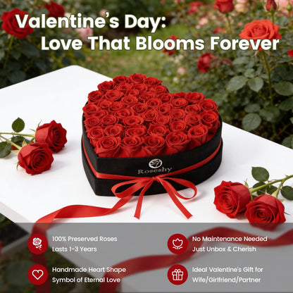 Valentines Day Flowers Roses Gifts for Her,16pcs Red Forever Preserved Roses in Heart Shape Gift Box,Valentines Day Delivery Prime Gifts-Roses Gifts for Women,Mom.