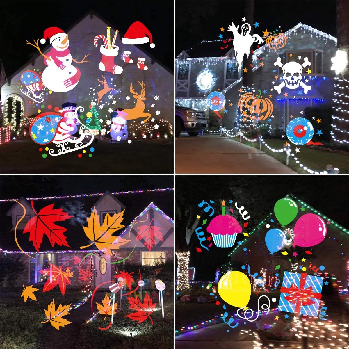 Christmas Halloween Lights Projector,Waterproof IP65 Indoor Motion Remote Control 10W LED Projector, 16 Slides Holiday Light Party Outdoor Garden House Apartment Kids Room Night Light