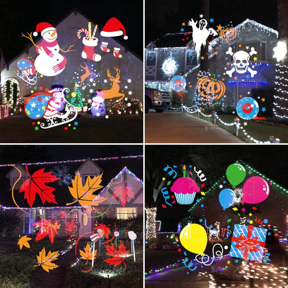 Christmas Halloween Lights Projector,Waterproof IP65 Indoor Motion Remote Control 10W LED Projector, 16 Slides Holiday Light Party Outdoor Garden House Apartment Kids Room Night Light