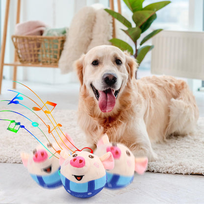 BABORUI Interactive Dog Toys Pig, Jumping Squeaky Dog Toys with Recording and Music Modes, Rechargeable Moving Dog Chew Toys for Small/Medium/Large Dogs to Keep Them Busy(Blue Pig)