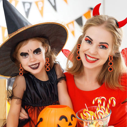 CEALXHENY Halloween Earrings Beaded Boo Earrings for Women Spooky Ghost Pumpkin Drop Dangle Earrings Handmade Gothic Costume Party Holiday Festive Jewelry Gifts (Boo)