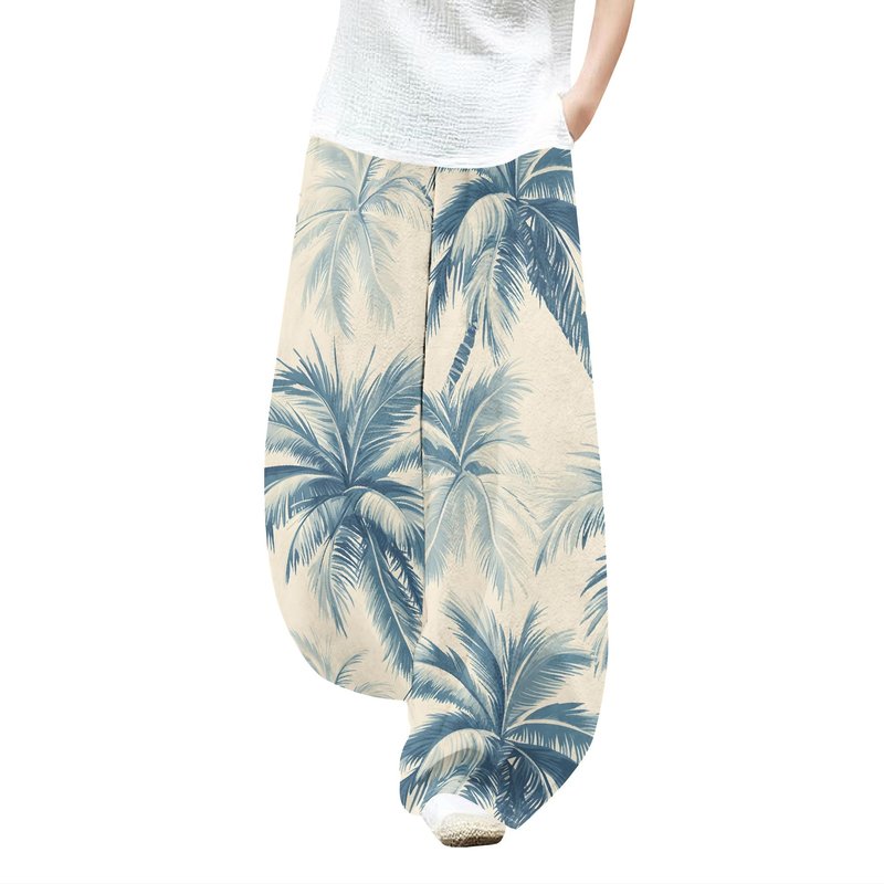 Printed Yoga Pants Casual Wide Leg Elastic Waist Walk Active Beach with Pockets Womens Workout Trousers Style16 XL