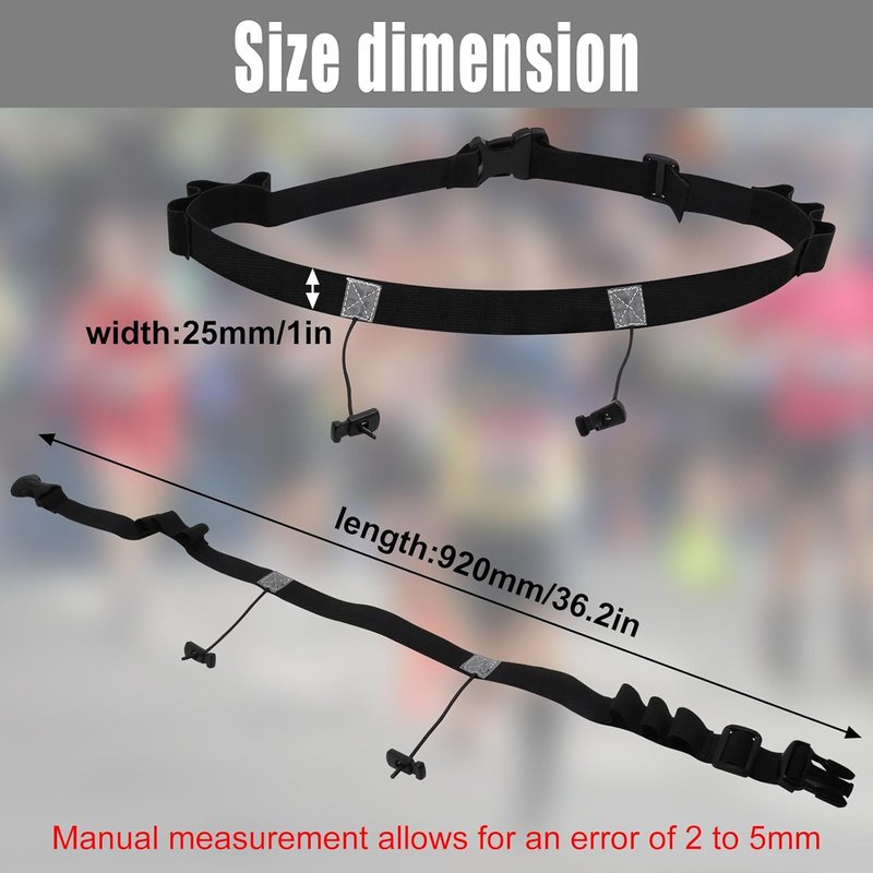 Race Number Belt - 2-Pack Bib Belts with 6 Energy Gel Loops | No Safety Pins for Marathon & Triathlon Running