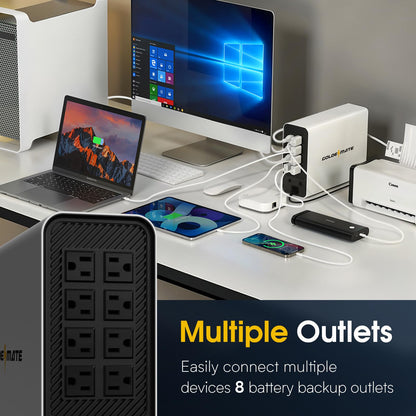 GOLDENMATE 1000VA/600W Lithium UPS Battery Backup and Surge Protector, Backup Battery Power Supply with LiFePO4 Batteries(153.6 Wh), Sinewave UPS System, 10 Years Lifespan, 8-Outlets, LCD Display