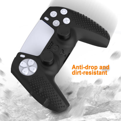 iCarp PS5 Controller Skin, Anti-Slip Soft Silicone Protective Cover Case for PlayStation 5 DualSense Wireless Controller, 1Pack with 4 Thumb Grip Caps and L2R2 Trigger Extenders (Black)