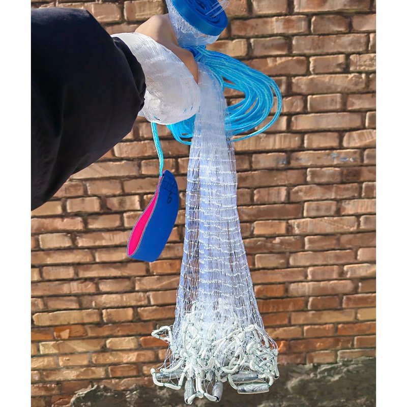 Lawaia Cast Net with Lead Sinkers Fishing Throw Nets Hand Castnet Shrimp Bait Traps 1/2 inch Mesh for Freshwater Saltwater with 4ft Radius