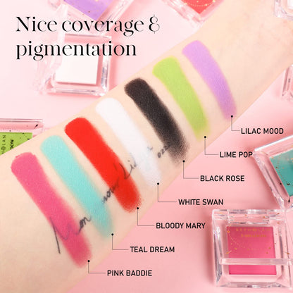 BEPHOLAN Single Matte Black Eyeshadow Palette,Cake Eyeliner Powder Goth Makeup Eyeshadow, Black Gothic Vampire Blood Makeup,Black Rose