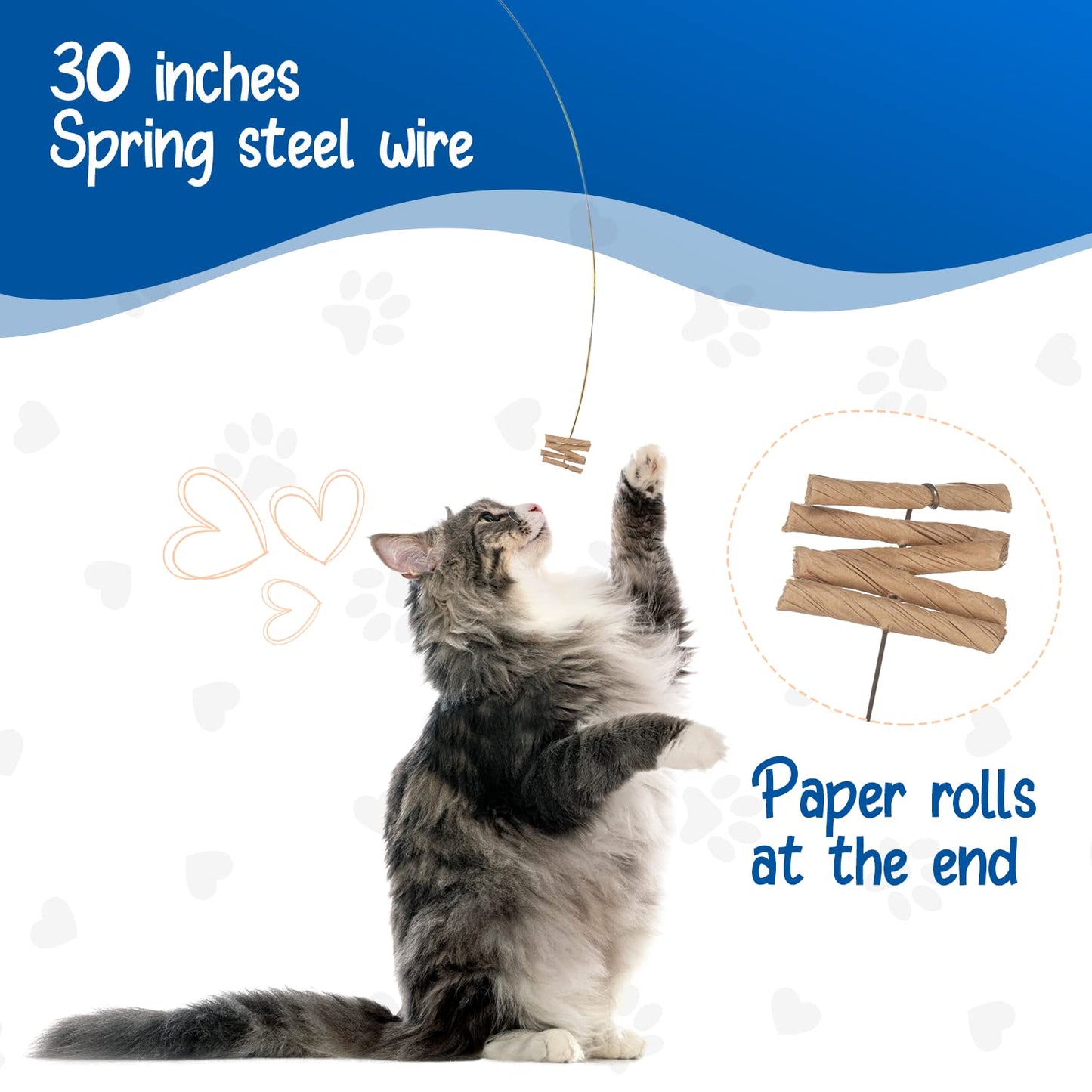 Cat Dancer Interactive Cat Toy - Fun and Fitness for Your Furry Friend - Engaging Paper Roll Attached with 30 Inches Flexible Spring Steel Wire for Playful Cats – 2 Pack