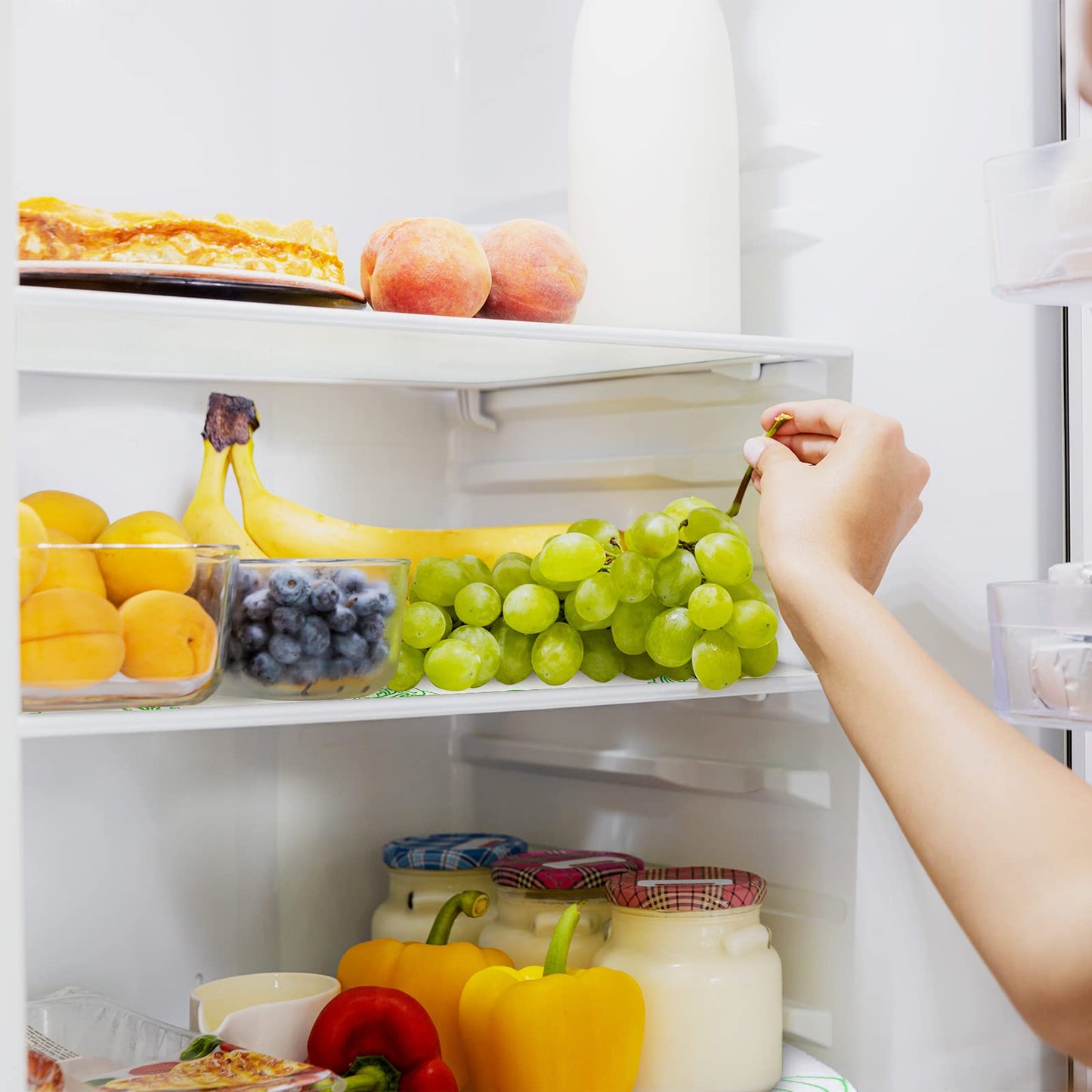 Amyhill 10 Pcs Refrigerator Shelf Liners Absorbent Fridge Mats Washable Fridge Drawer Liners for Shelves, Kitchen, Home, Cabinet, Trays(Fruits, 12 x 24 Inch)