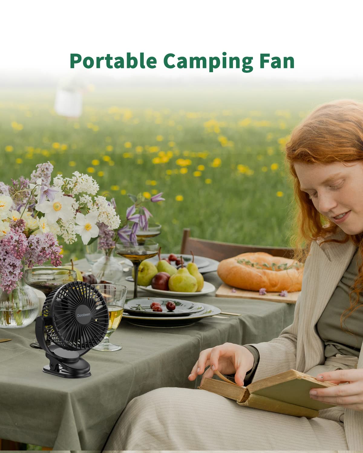 Dorobeen Portable Clip on Fan, Battery Powered, 3 Speed Quiet Rechargeable Mini Desk Fans, 360° Rotate for Home Office Stroller Camping Golf Cart (BLDC Motor)