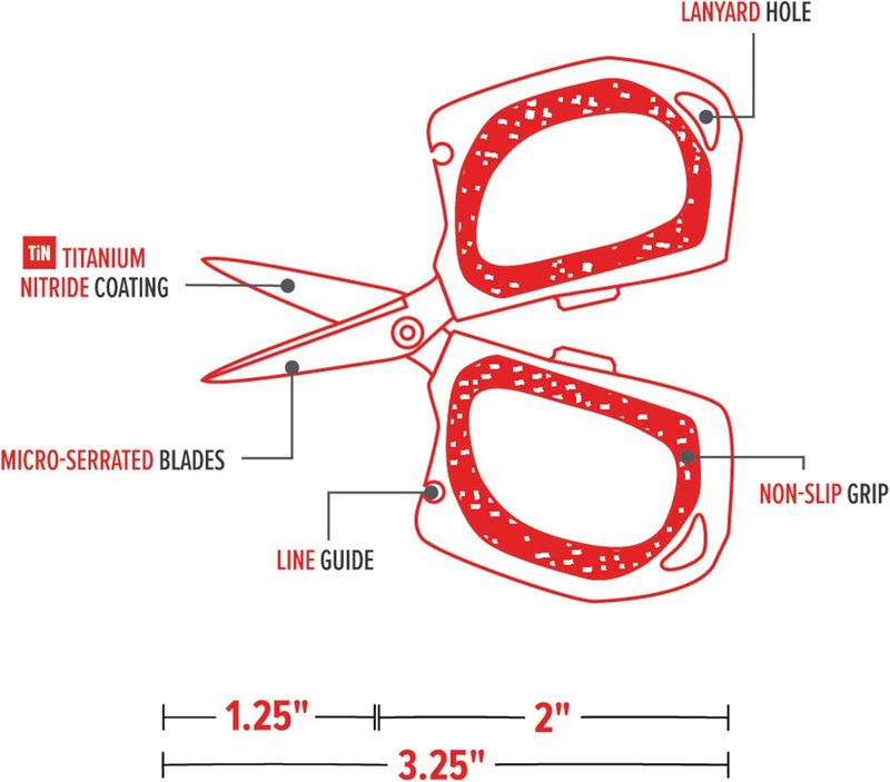 Bubba Micro Fishing Shears - Titanium-Nitride Coated Blades for Monofilament, Fluorocarbon & Braided Line | Compact & Durable Design