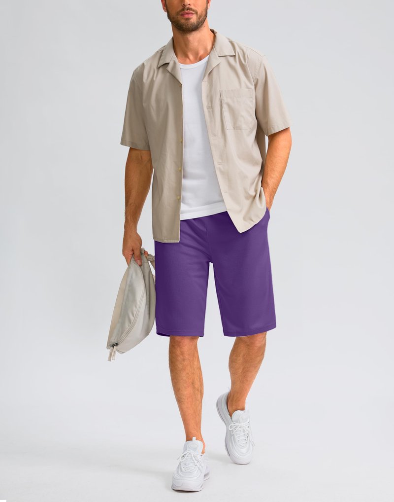 Men's Athletic Shorts with Pockets 9" / 11" Long Basketball Shorts Lightweight Quick Dry Gym Workout Shorts for Men(Purple,M)