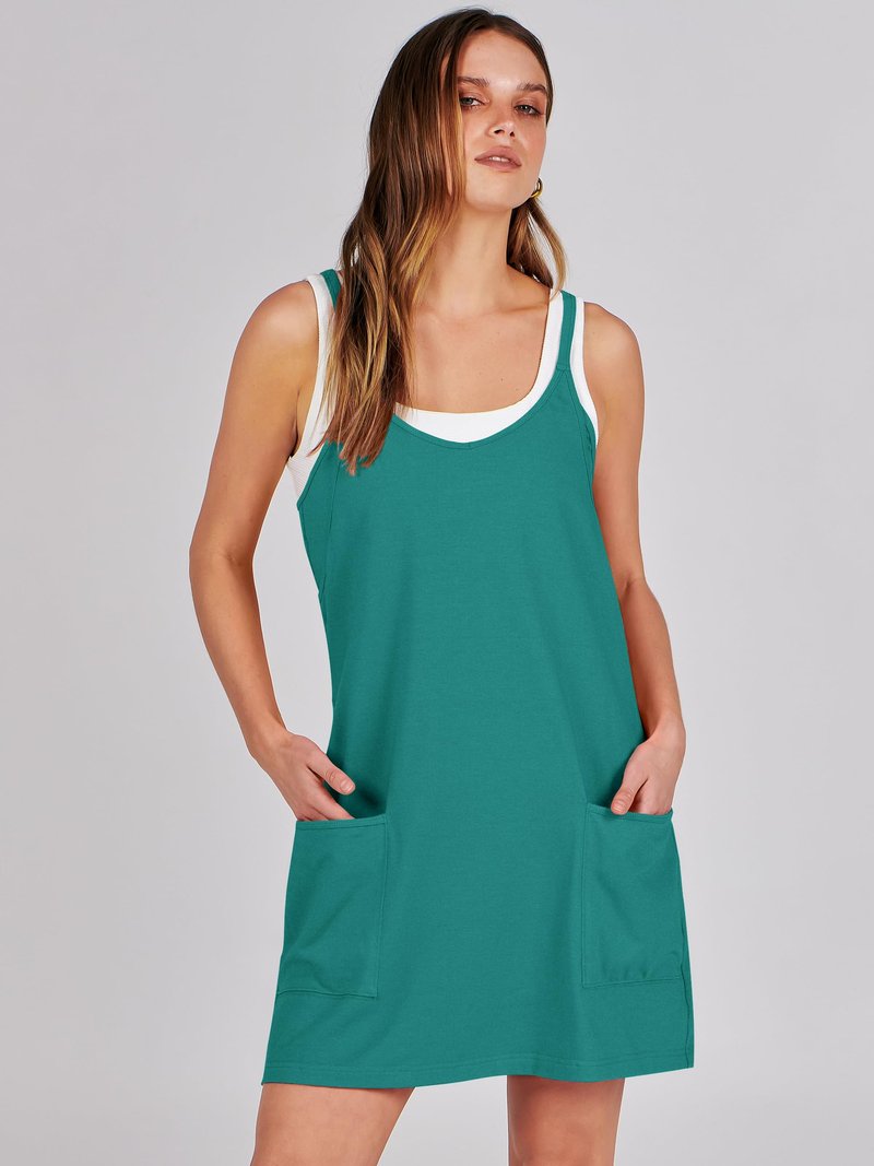 ANRABESS Women Athletic Dress Summer Tennis Workout Active Sports Mini Romper Dress Built in Shorts Travel Vacation Clothes Teal Small