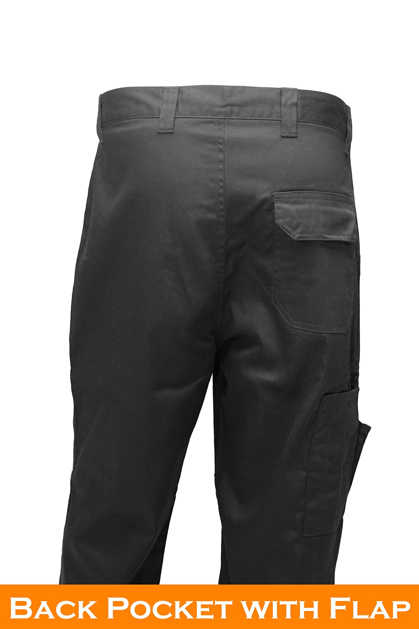 FNT Workwear Black Multi Pockets Men Cargo Combat Work Trousers Work Pants with Button & Zip Fly (34W / 31L, Black)