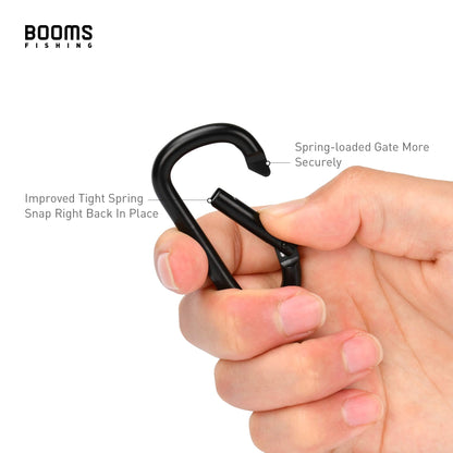 Booms Fishing CC2 Carabiner Clip, 2.3" Small Carabiner Keychain, Multi-use Aluminium D Ring Caribeener Clips, 6 Pack Black