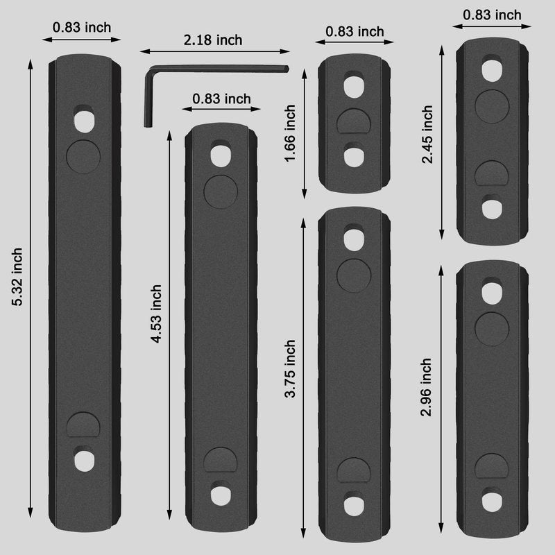 Bontok Single Picatinny Aluminum Accessory Rail Set 3 5 7 9 11 13 Slot with 13 T-Nuts & Screws, 6 Wrench