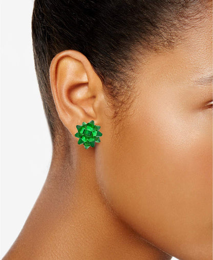 VK Accessories 3 Pair Bow Studs Christmas Earrings Santa Holiday Earrings Gifts for Women 3 Color(Green, Golden, Red)