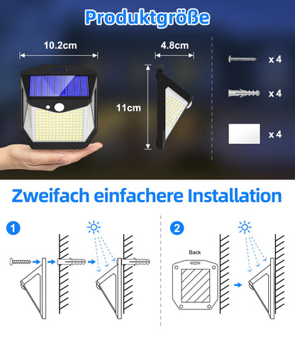 Solar Security Lights Outdoor Garden: 248 LED Solar Powered Outside Light 3 Modes Motion Sensor and 270°Wide Angle IP65 Waterproof Solar Power Wall Lighting For Fence Flood Door Garage Yard 4 Pack